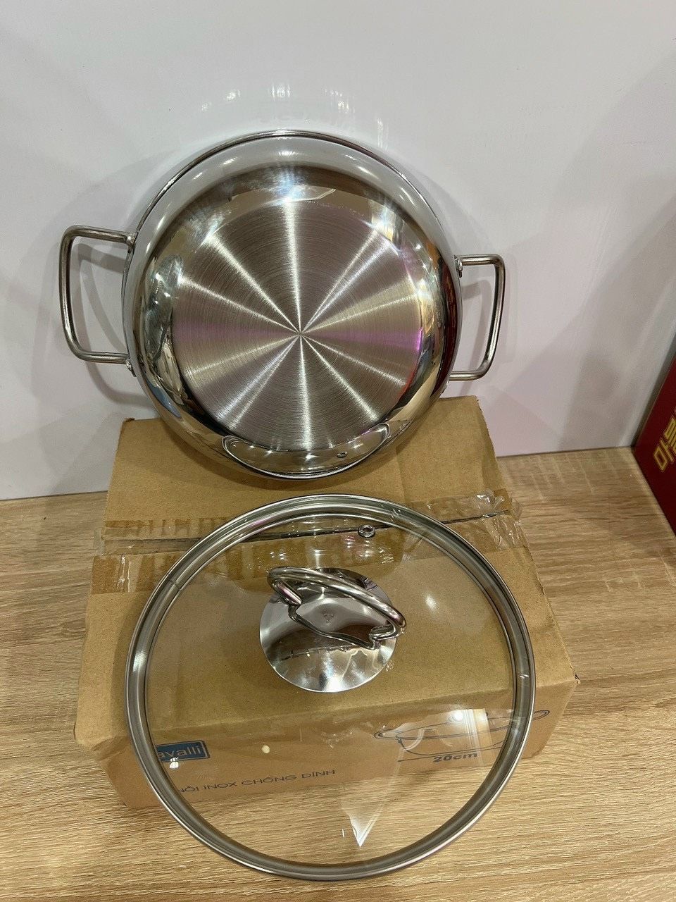 NỒI CHẢO 20cm VUNG KÍNH ĐÁY 2 lỚP CAVALI